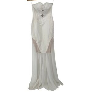 Fashion Nova Sheer Mesh Mermaid Evening Gown Bandage Night Life Corset Bridal